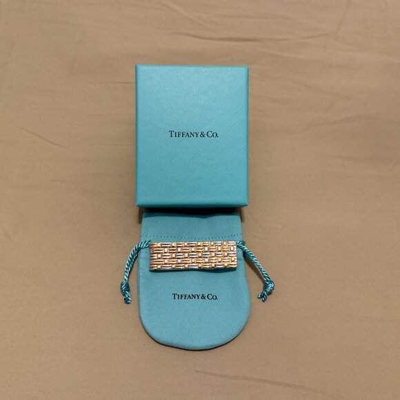 TIFFANY & CO. 18k YG & Silver Basket Weave Money Clip - Picture 11 of 12